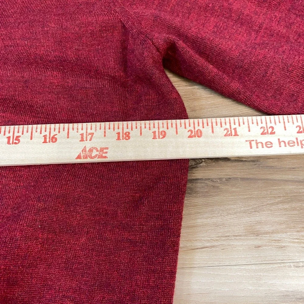 Black Brown 1826 Sweater Men L Merino Wool V-Neck Burgundy Italy Minimalist